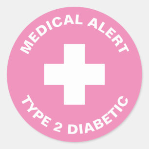Adesivo Diabetes Alerta Médico Tipo 2 Rosa Diabético