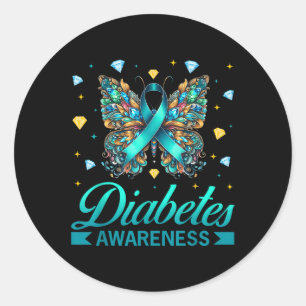 Adesivo Diabetes Sensibilização Borboleta Diabetes Azul Fi