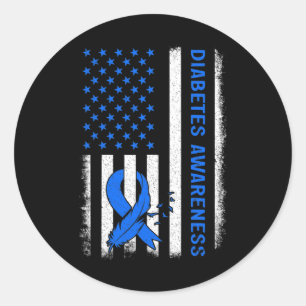Adesivo Diabetes Tipo 1 Sensibilização Americana Flag Blue
