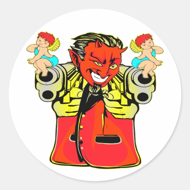 Adesivo Diabo, Anjo e Armas Tatuagem (Frente)