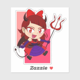 Adesivo Diabo Chibi Bonito com Sticker Vermelho