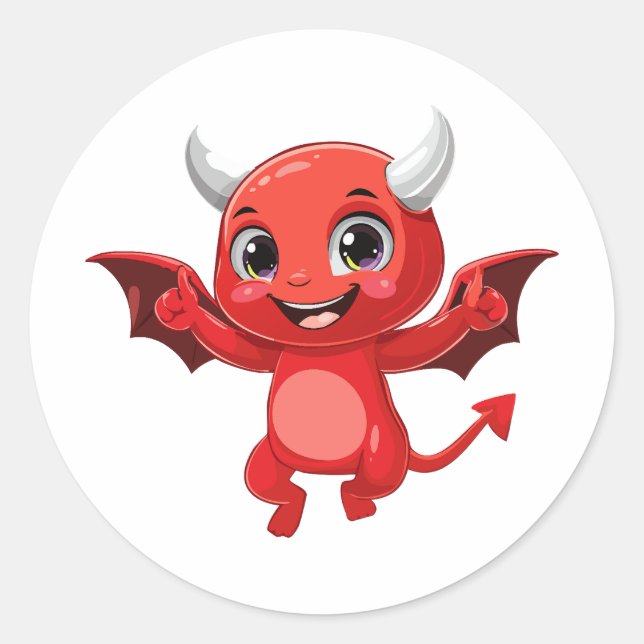 Adesivo Diabo voador de desenho animado fofo (Frente)