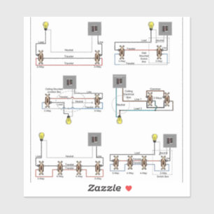 Adesivo Diagramas de comutador de 2 vias, 3 vias e 4 vias