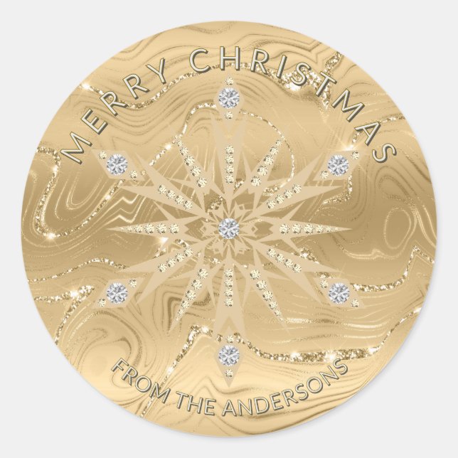 Adesivo Diamante de Floco de Neve Dourado de luxo (Frente)