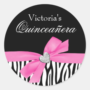 Adesivo Diamante Quinceanera do arco do rosa da zebra