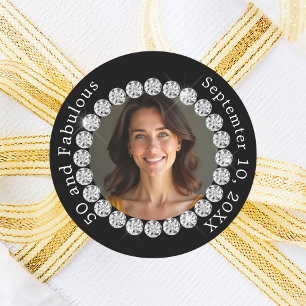 Adesivo Diamantes brancos pretos, fabuloso aniversário
