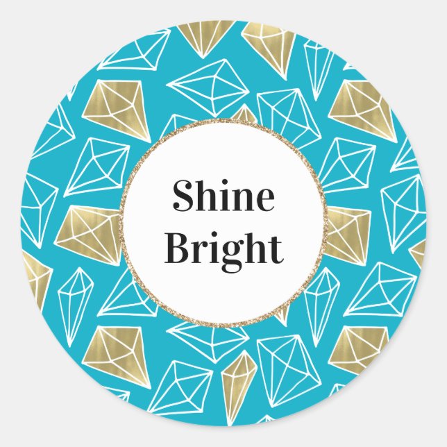 Adesivo Diamantes Dourados Azuis de Turquoise Chic (Frente)