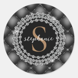 Adesivo Diamantes negros Monograma Dourado Elegante Lúxo t
