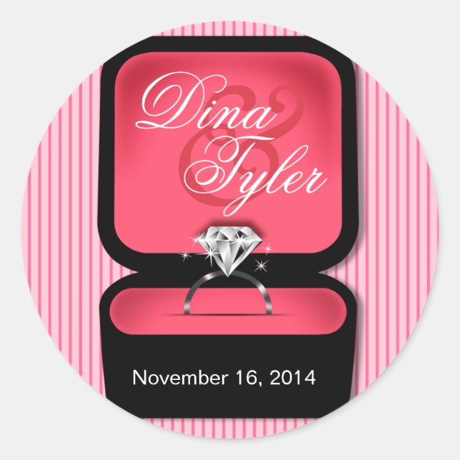 Adesivo Diamond Bling Ring Box redondo coral (Frente)