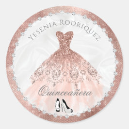 Adesivo Diamond Sparkle rosa Dourado Glam Quinceanera