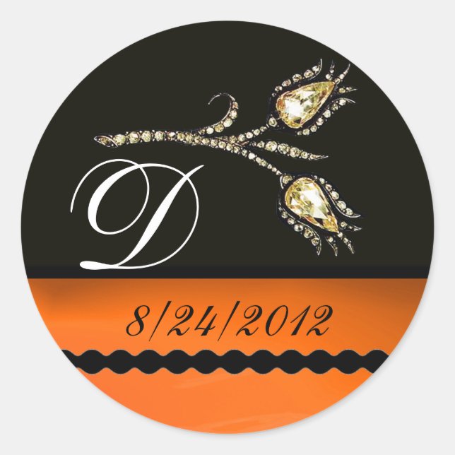 ADESIVO DIAMOND TULIPS BLACK WHITE ORANGE MONOGRAM (Frente)