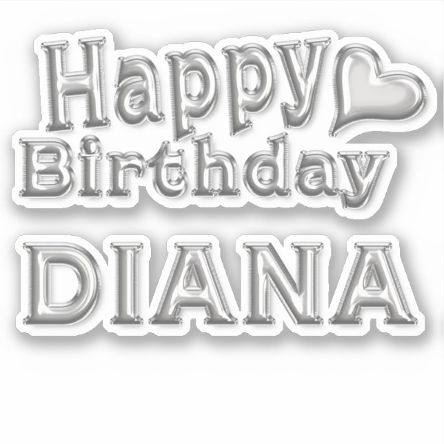 Adesivo Diana Happy Birthday silver Aufkleber Sticker (Frente)