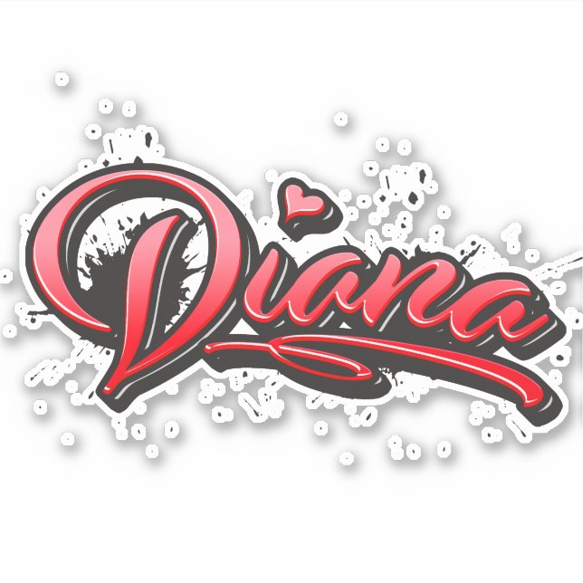 Adesivo Diana red Heart Graffiti Aufkleber Sticker (Frente)