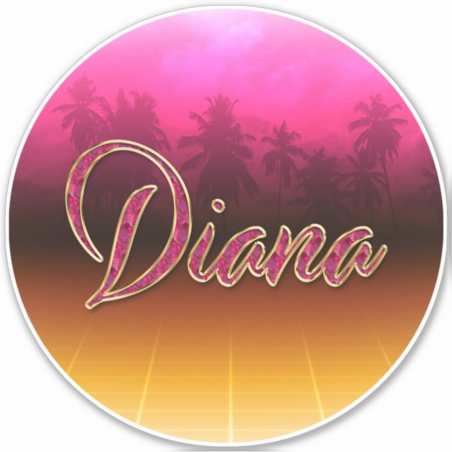 Adesivo Diana Vorname Name golden pink Aufkleber Sticker (Frente)