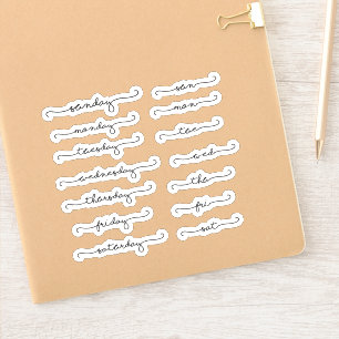 Adesivo Dias da folha adesiva do planejador semanal