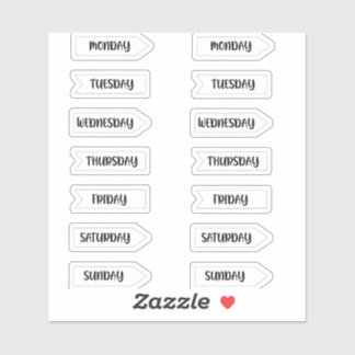 Adesivo Dias da Semana Branca do Planejador do Diário da M