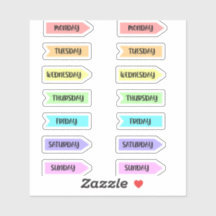 Dias da Semana do Planejador Arco-Íris do Pastel