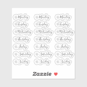 Adesivo Dias da Semana do Planejador do Floco de Neve de A