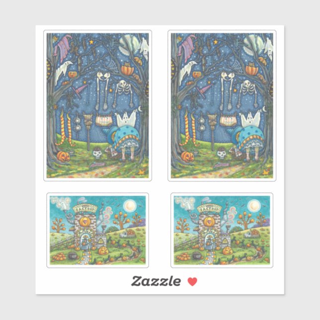 ADESIVO DIAS DE AS BRUXAS ENGRAÇADOS E VINHOS DE GATO PRET (Folha)