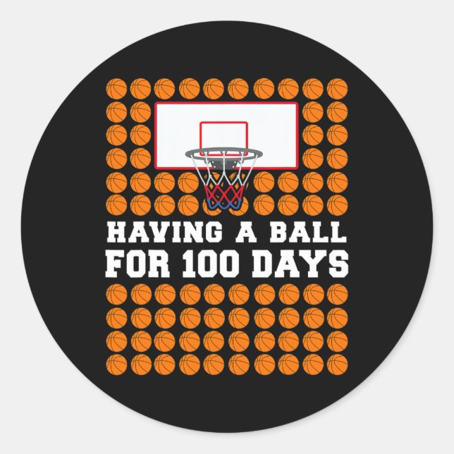 Adesivo Dias De Bolas De 100º Dia De Basquete Escolares (Frente)