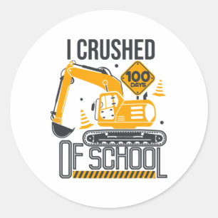 Adesivo Dias De Escola Escavadeira Construção 100º Dia Men