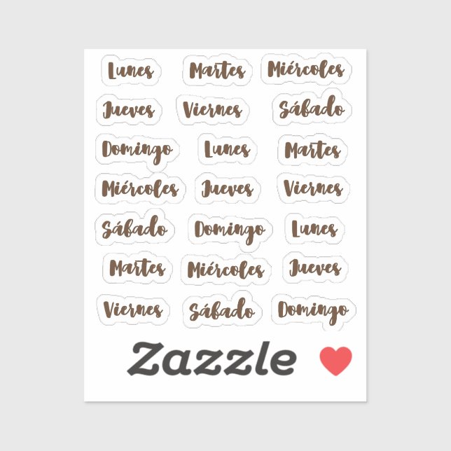 Adesivo Dias de la semana pequeno latão (Folha)