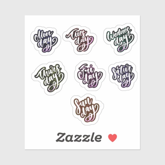 Adesivo Dias dos autocolantes da semana (Folha)