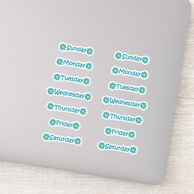 Adesivo Dias Florais Azuis Teais do Diário do Planejador S (Detalhe)
