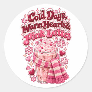 Adesivo Dias Frios Corações Quentes Lattes Rosa Natal