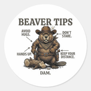 Adesivo Dicas de Castor Cowboy Engraçado Oeste Selvagem Vi