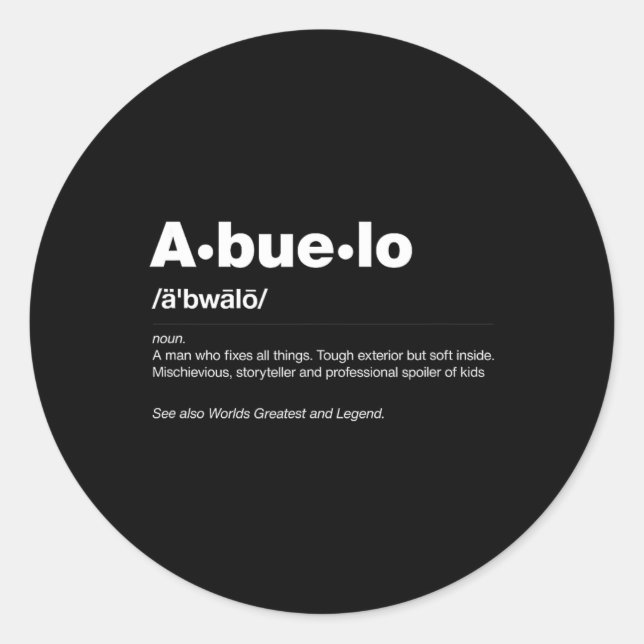 Adesivo Dictionary Definition Dia de os pais Gift Avô Abu (Frente)