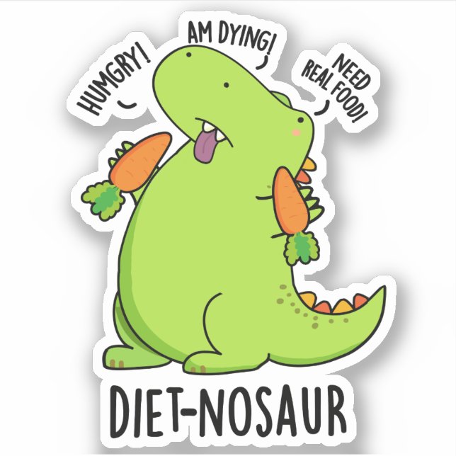 Adesivo Diet-nosauro Piadas de Dinossauro Engraçadas  (Frente)
