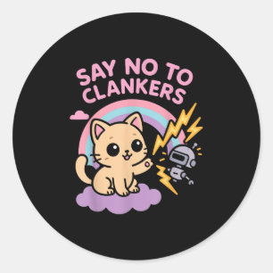 Adesivo Diga Não aos Clankers Anti Ai Robôs Gatinho Fofo C