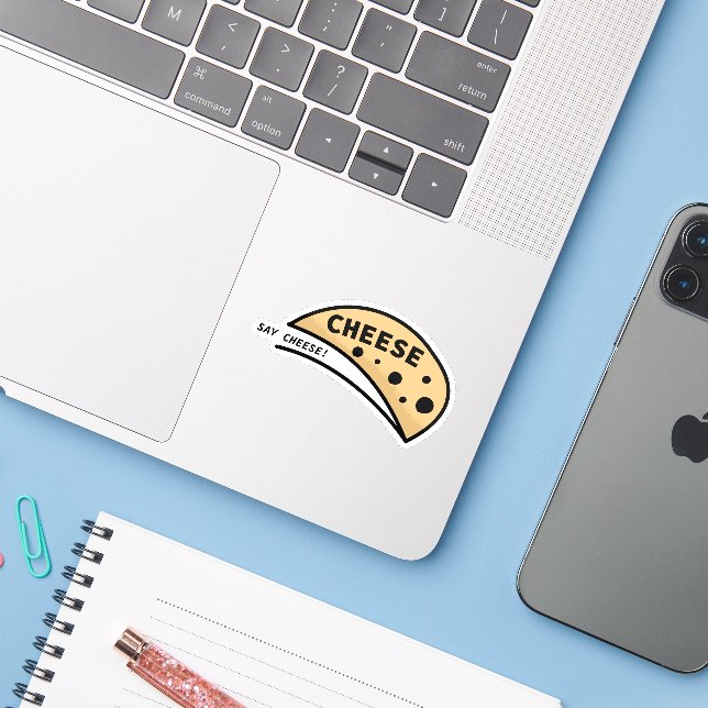 Adesivo Diga queijo (Notebook com iPhone)