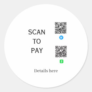 Adesivo digitalizar para pagar detalhes do código QR do ve
