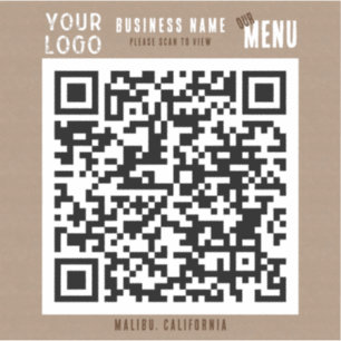 Adesivo Digitalizar QR Code Menu Russo Charm Kraft Paper