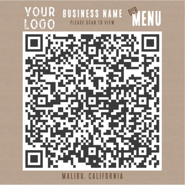 Adesivo Digitalizar QR Code Menu Russo Charm Kraft Paper (Frente)
