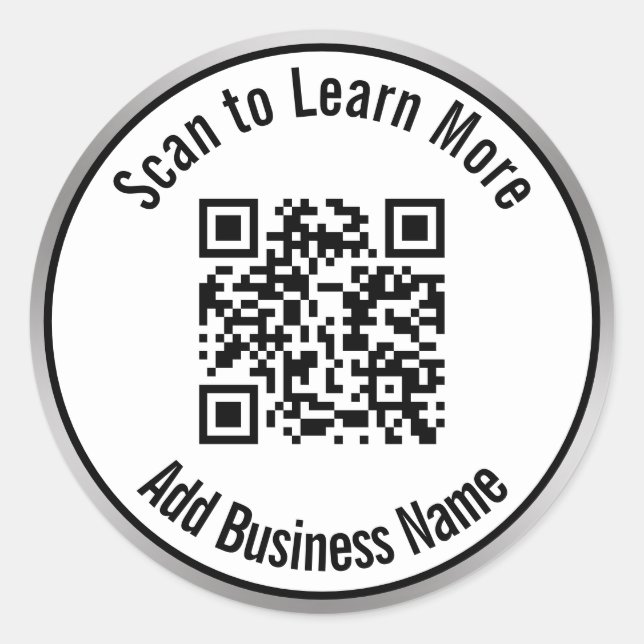 Adesivo Digitalize Código QR para Saber Mais Nome da Empre (Frente)