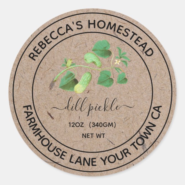 Adesivo Dill Pickle Kraft Paper Canning Labs (Frente)