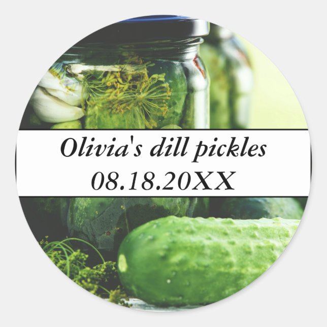Adesivo Dill Pickles Mason Jars Pepinos Comida caseira (Frente)