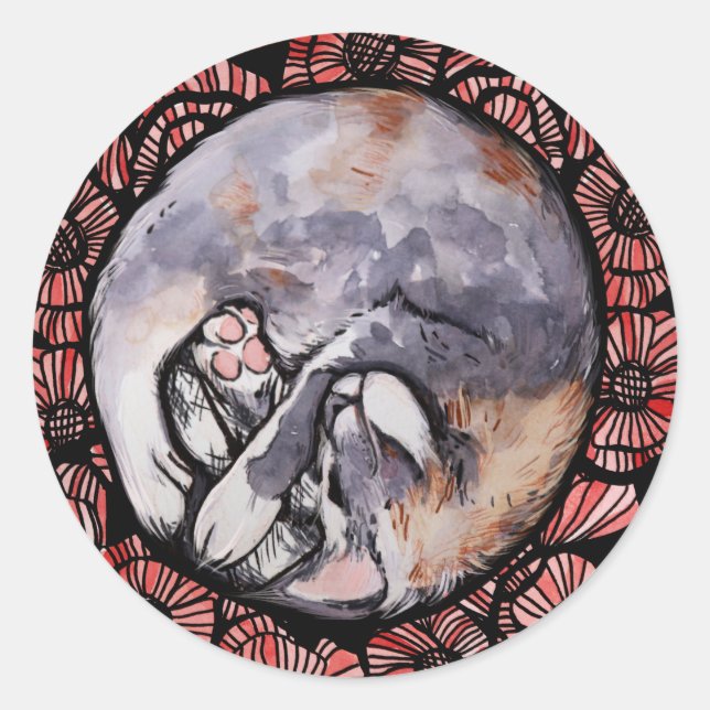 Adesivo Dilute Calico Kitty Cat Red Poppy Flower Cats      (Frente)