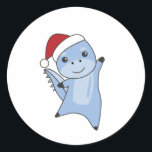 Adesivo Dino Christmas Dinos Winter Animais<br><div class="desc">O cachorro de dinossauro para o Natal com luzes de fadas. Animais engraçados com presentes e neve nas férias. Também é engraçado para o Natal em julho. Dinos são animais bonitos e perfeitos para o Natal.</div>