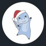 Adesivo Dino Christmas Dinos Winter Animais<br><div class="desc">O cachorro de dinossauro para o Natal com luzes de fadas. Animais engraçados com presentes e neve nas férias. Também é engraçado para o Natal em julho. Dinos são animais bonitos e perfeitos para o Natal.</div>