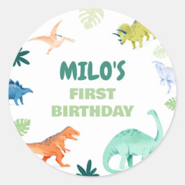 Adesivo Dino Colorous Dinossaur Birthday Round Sticker