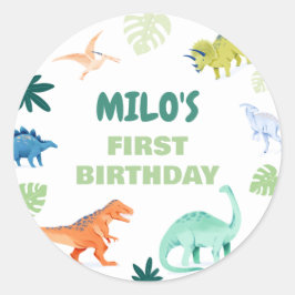 Adesivo Dino Colorous Dinossaur Birthday Round Sticker
