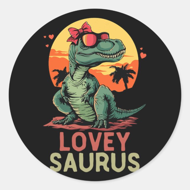 Adesivo Dino Dinosaur Lovey-saurus T-rex Funny Trex (Frente)