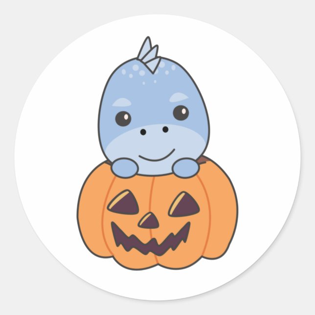 Adesivo Dino Em Pumpkin Sweet Dinos Happy Halloween (Frente)