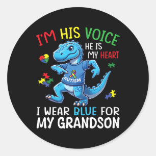 Adesivo Dino Eu Sou Sua Voz Ele É Meu Coração Eu Uso Azul 