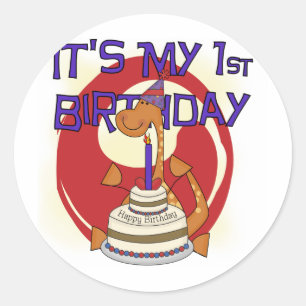 Adesivo Dino First Birthday Camisetas e presentes