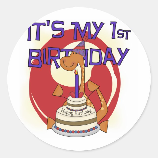 Adesivo Dino First Birthday Camisetas e presentes (Frente)